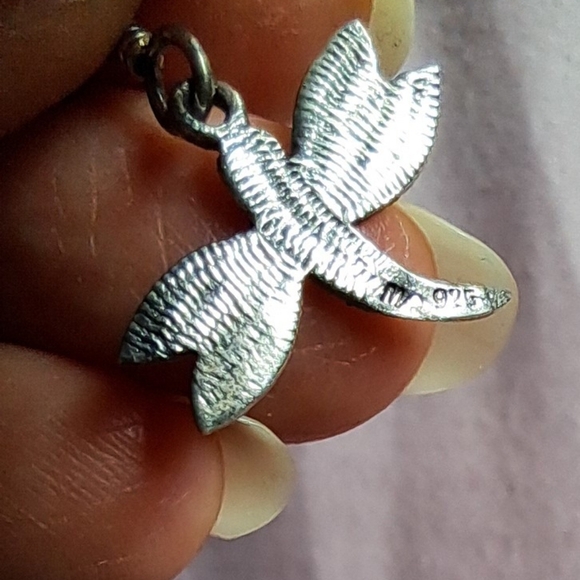 Vintage Marcasite Sterling Silver Hallmarked Dragonfly drop earrings Marcella MC - Picture 4 of 6